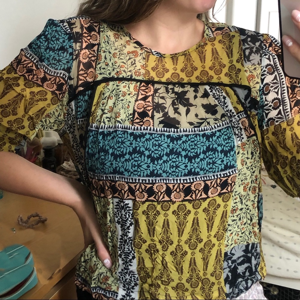 Anthropologie Patchwork Print Top - image 7